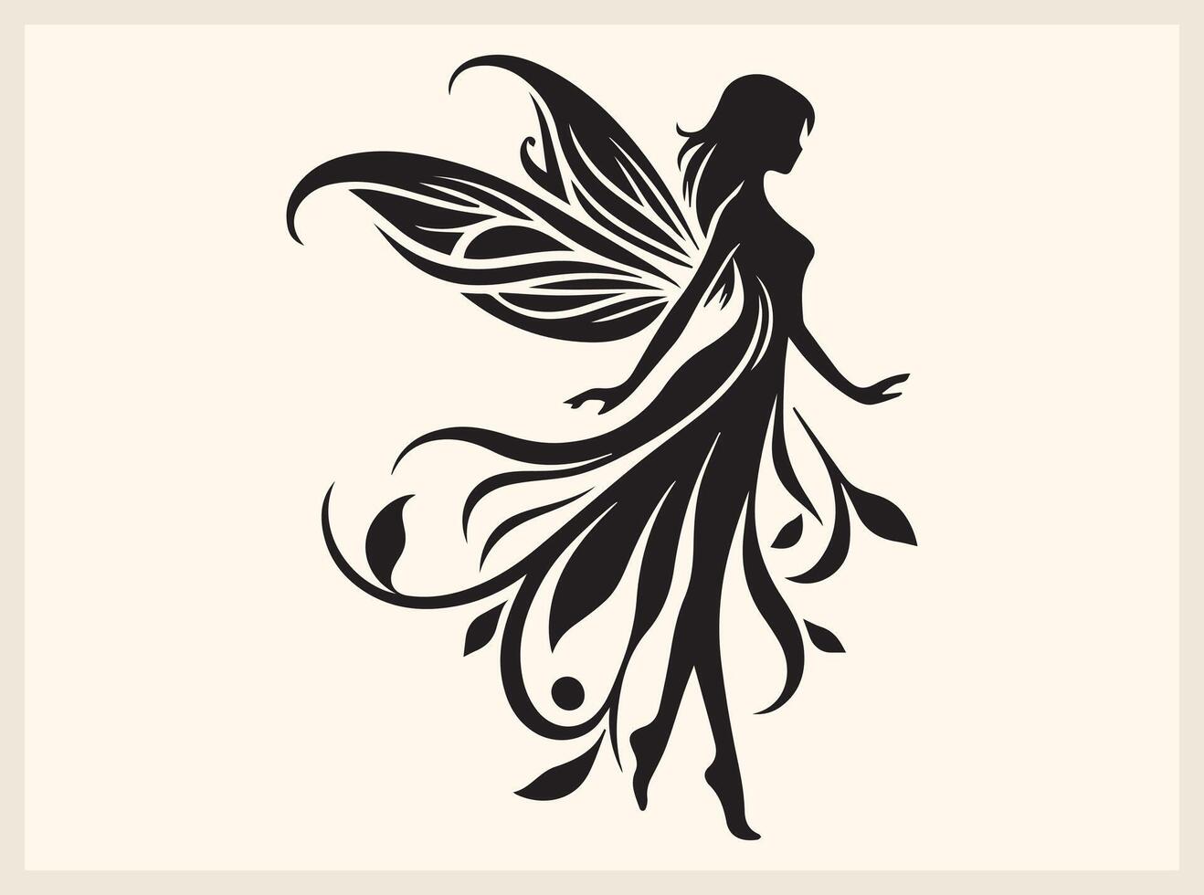 Elegant Fairy Silhouette in a Whimsical Pose vector