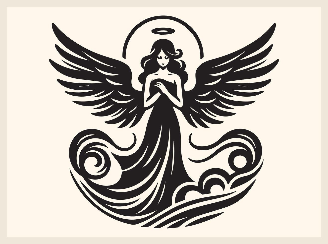 Mystical Angel Silhouette for Religious Artwork vector