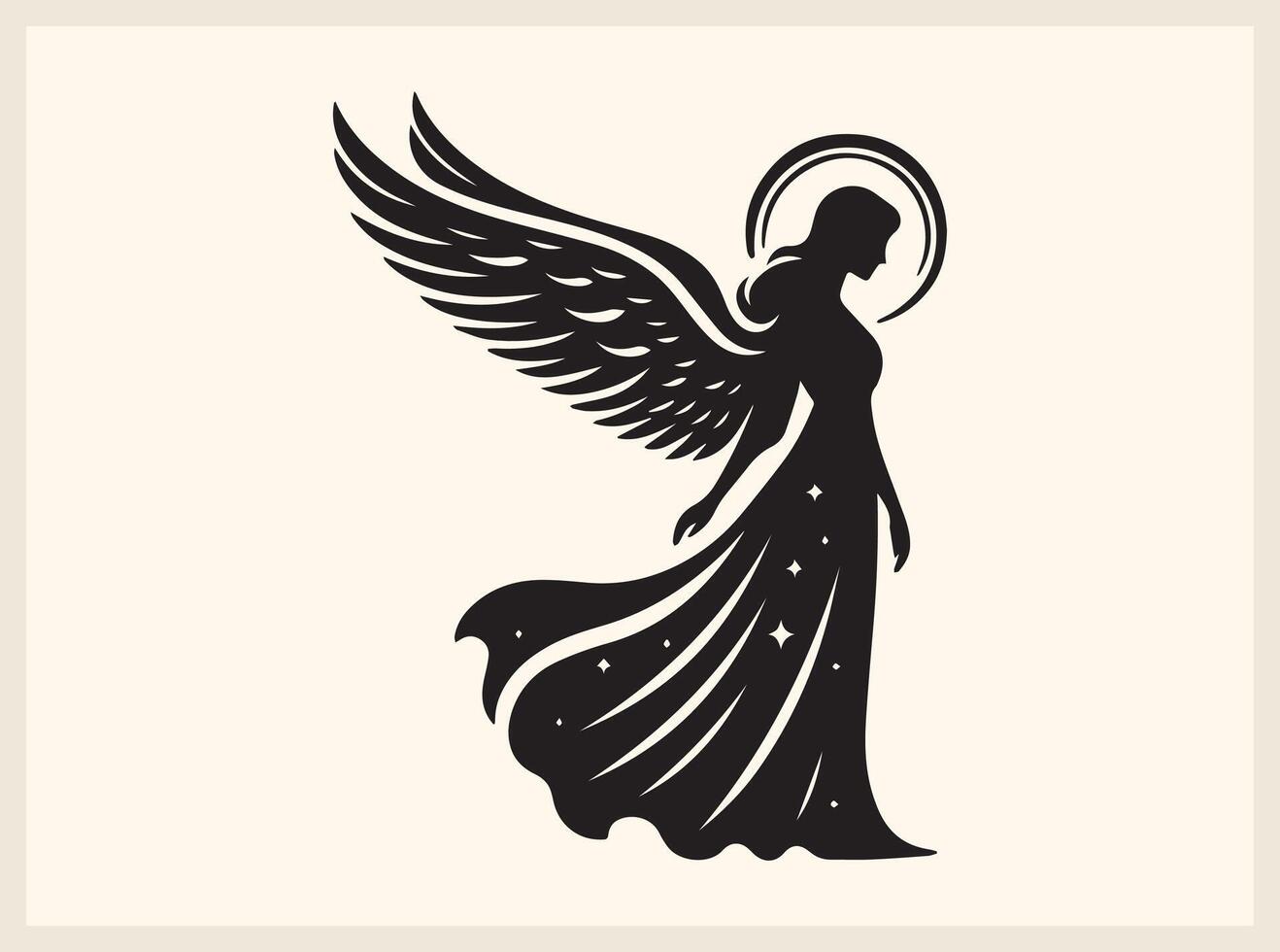 Divine Angel Silhouette with Majestic Wings and Heavenly Presence vector