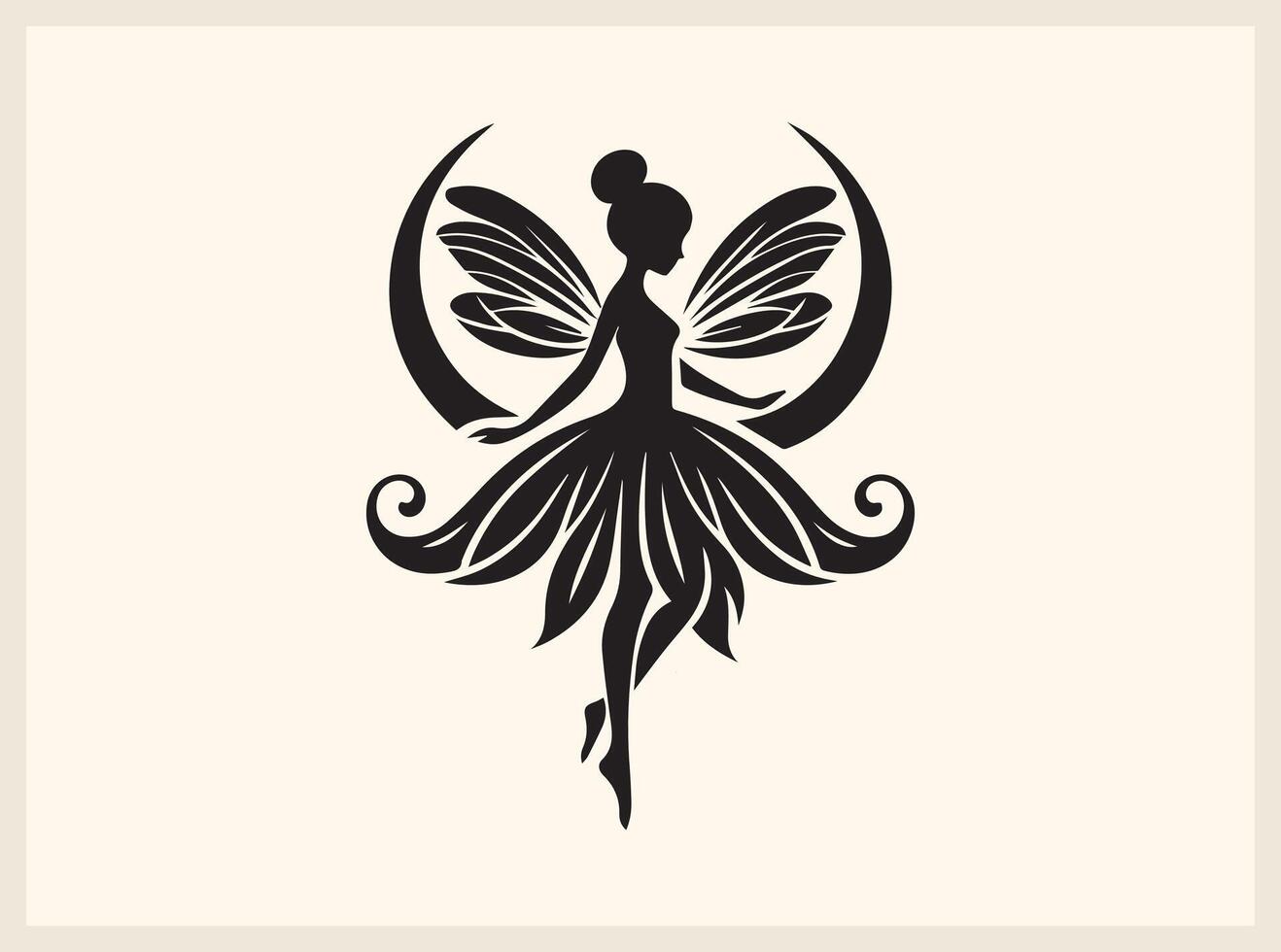 Enchanting Fairy Silhouette with Delicate Wings vector