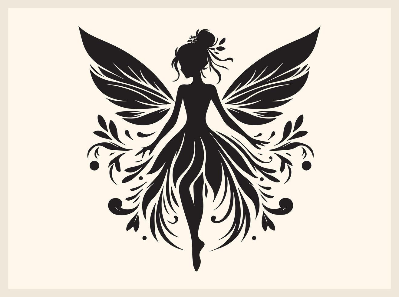 Simple Fairy Silhouette for Minimalist Fantasy Art vector