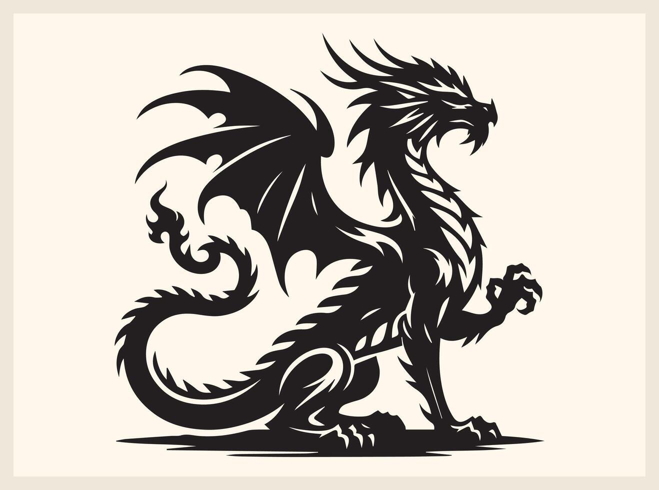 Legendary Dragon Silhouette for Fantasy Themes vector