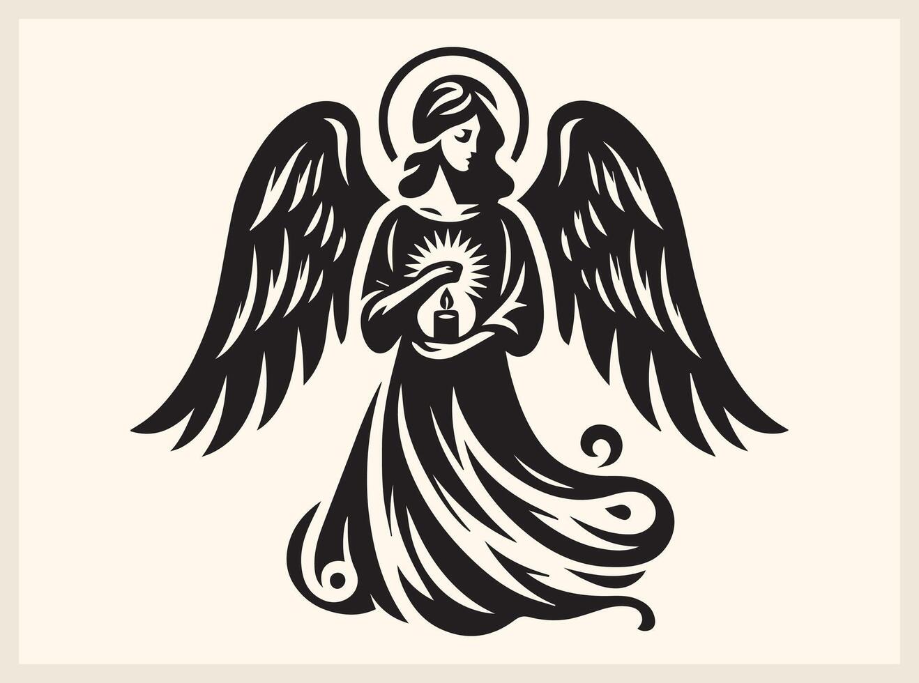Guardian Angel Silhouette Watching Over in Peace vector