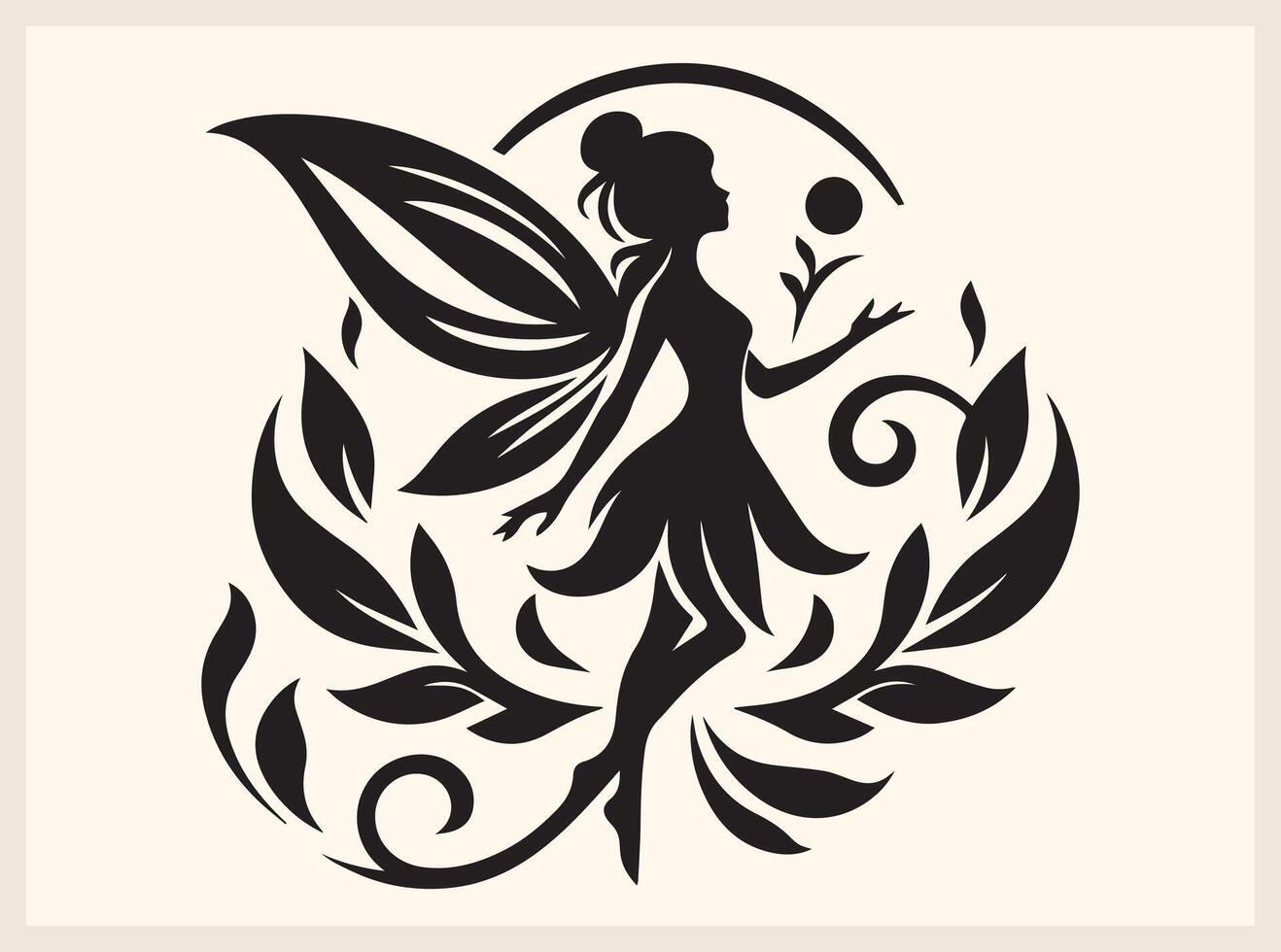 Magical Fairy Silhouette Flying Through the Night vector