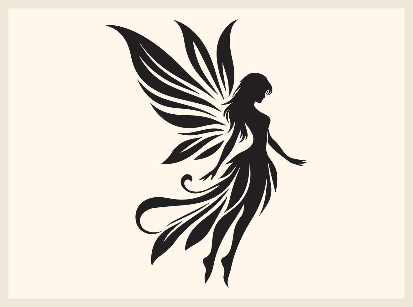 Fairy Silhouette with Butterfly Wings in Motion vector