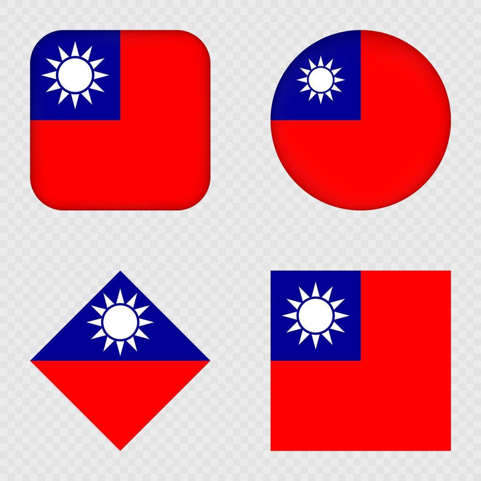Taiwan Flag Icons Pack. vector