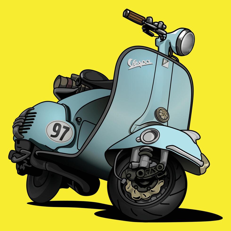 Blue Retro Vespa vector