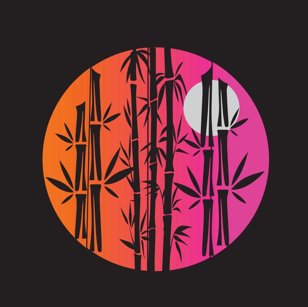 Bamboo Night T-shirt Design vector