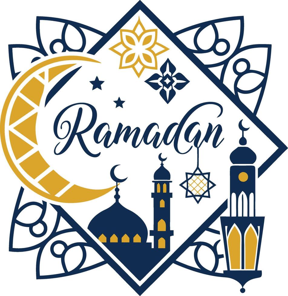 Ramadan Kareem Border Islamic art Style Background. vector