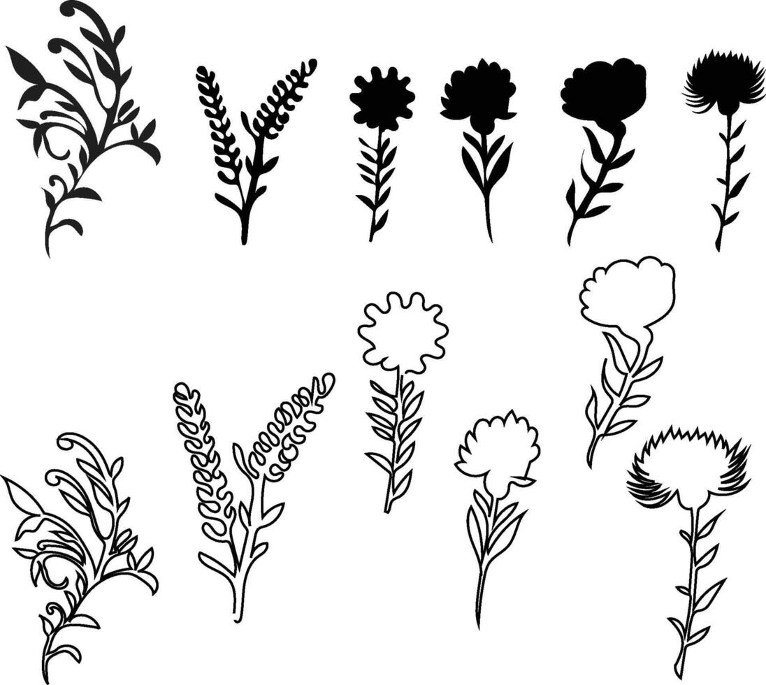 Flower Line set vector