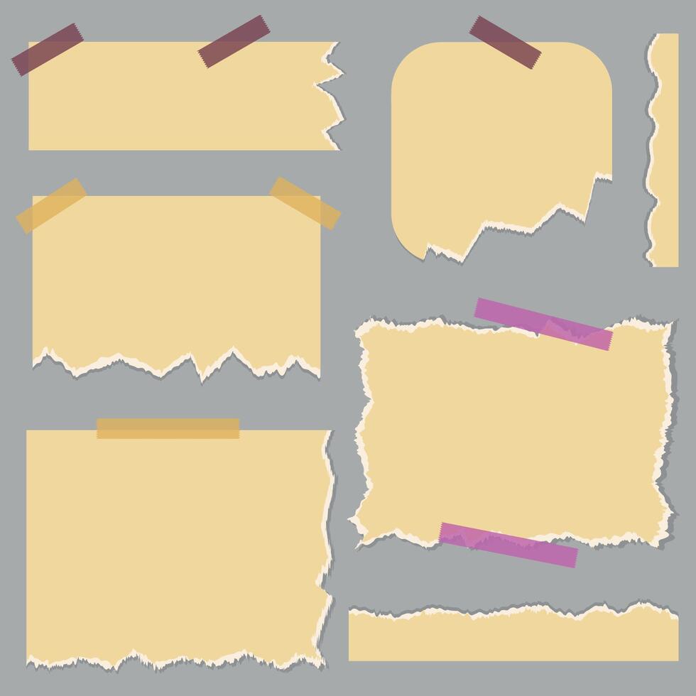 Set of realistic stickers with torn edges vector