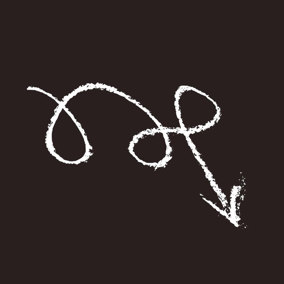 Hand Drawn Chalk Freehand Arrow on Chalkboard Background vector
