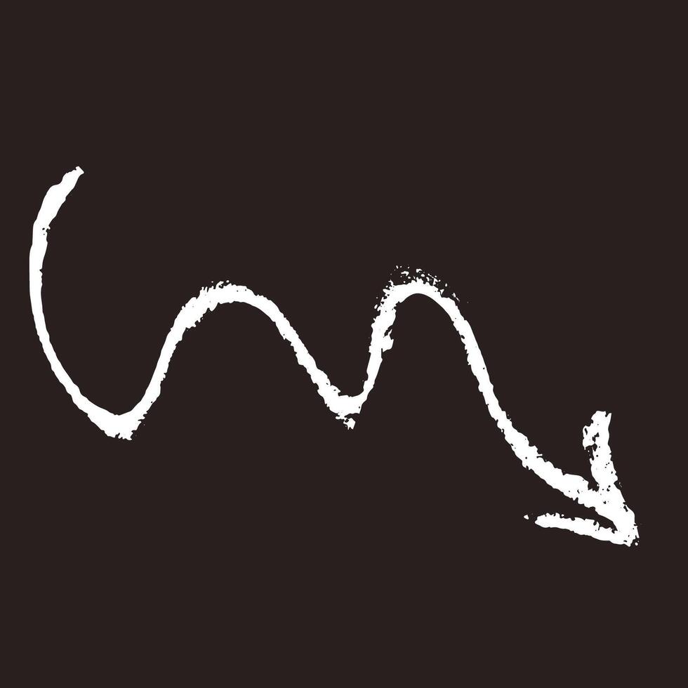 Hand Drawn Chalk Freehand Arrow on Chalkboard Background vector
