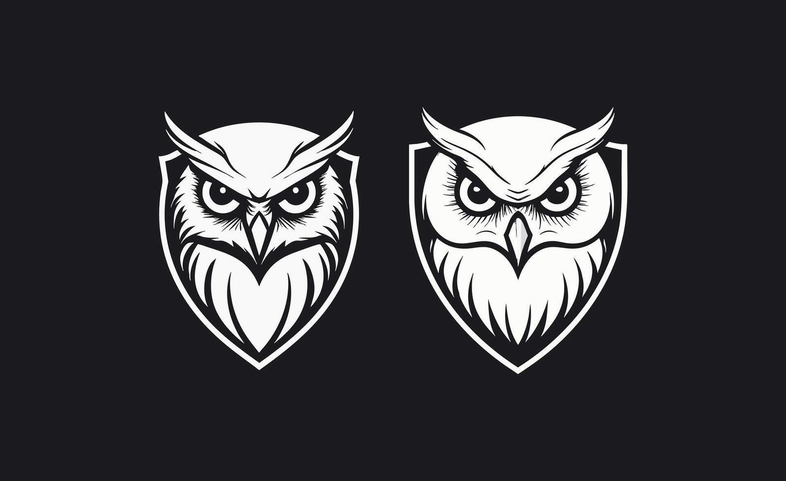 Snowy Owl angry in shield vector
