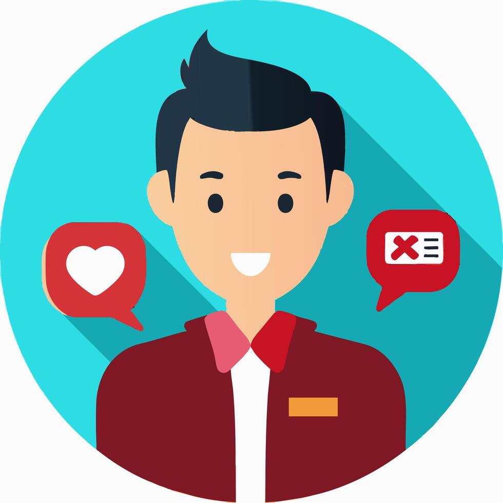 A man with a heart and speech bubbles vector