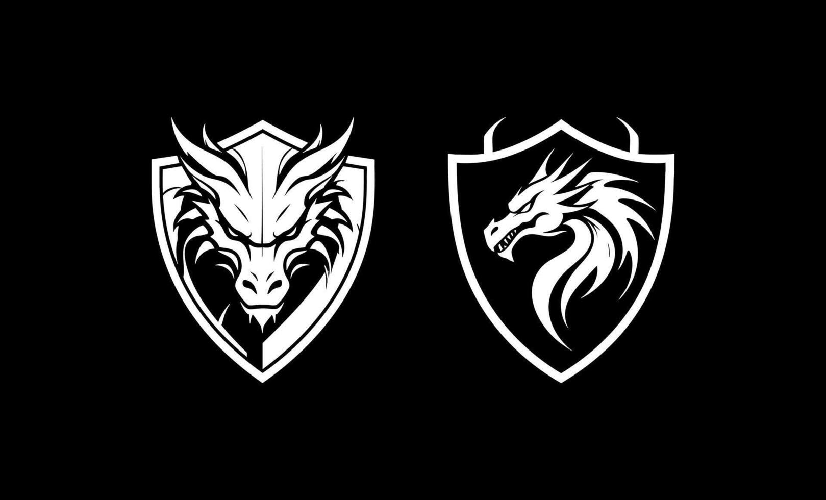 Dragon angry in shield vector