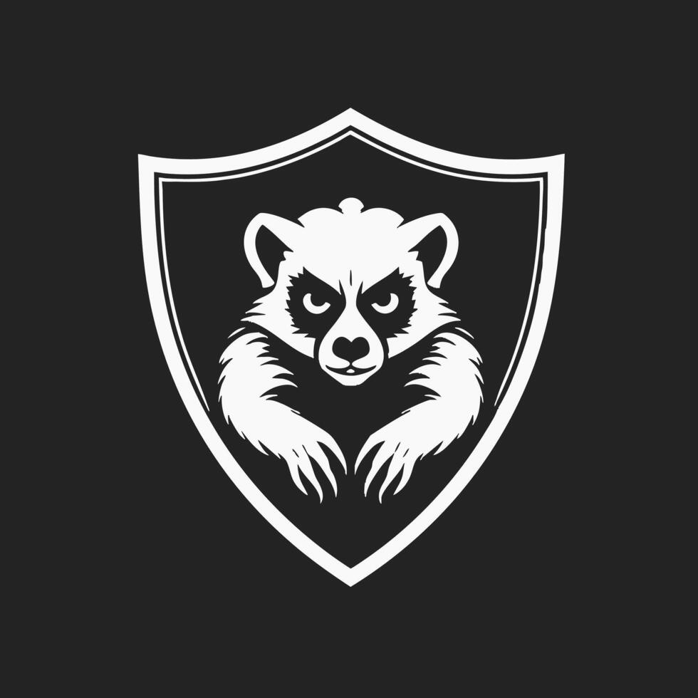 Lemur angry in shield vector