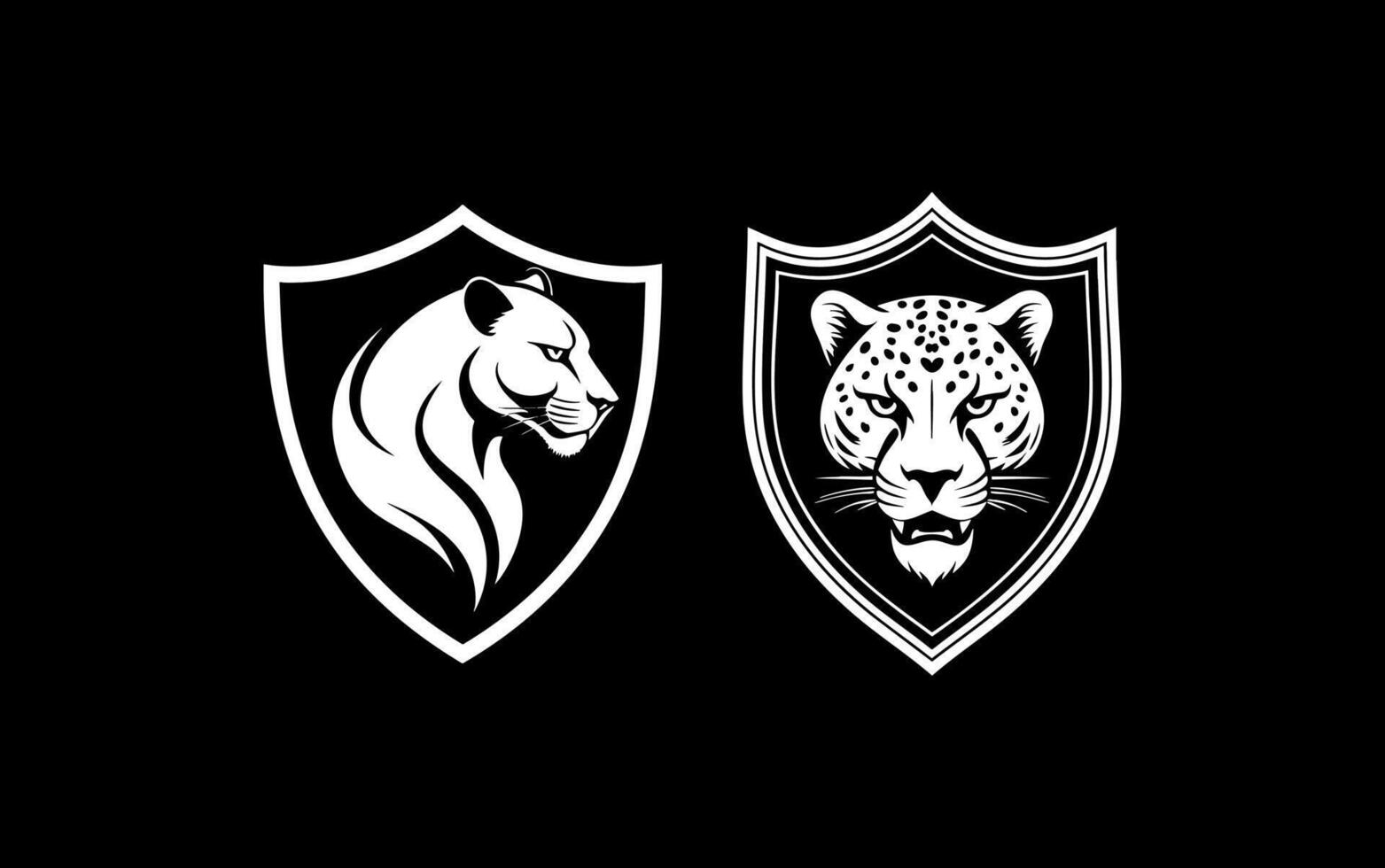 Leopard angry in shield vector