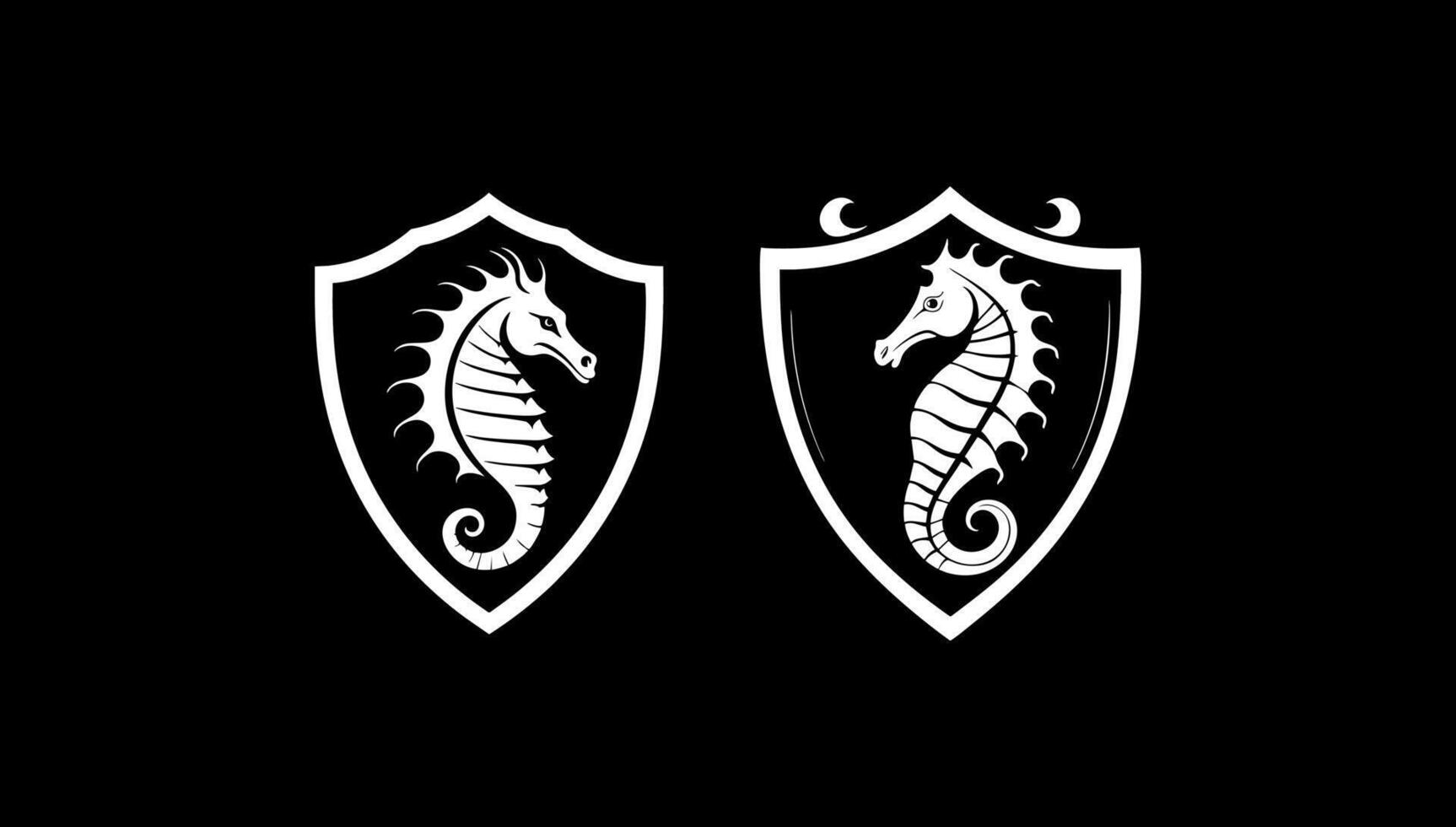 Seahorse angry in shield vector
