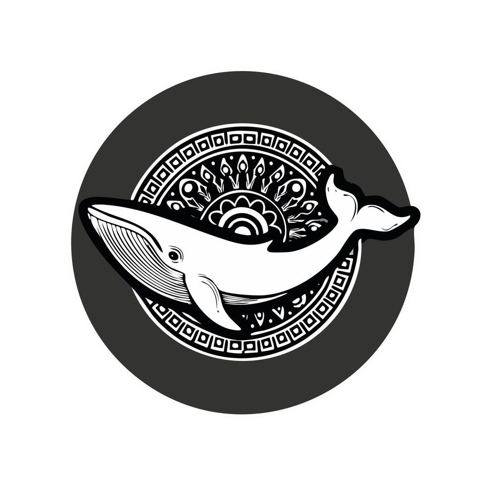 Whale aztec logo concept vector