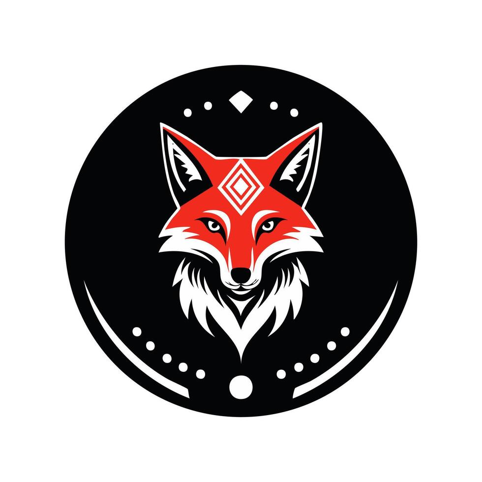 Red Fox aztec logo concept vector