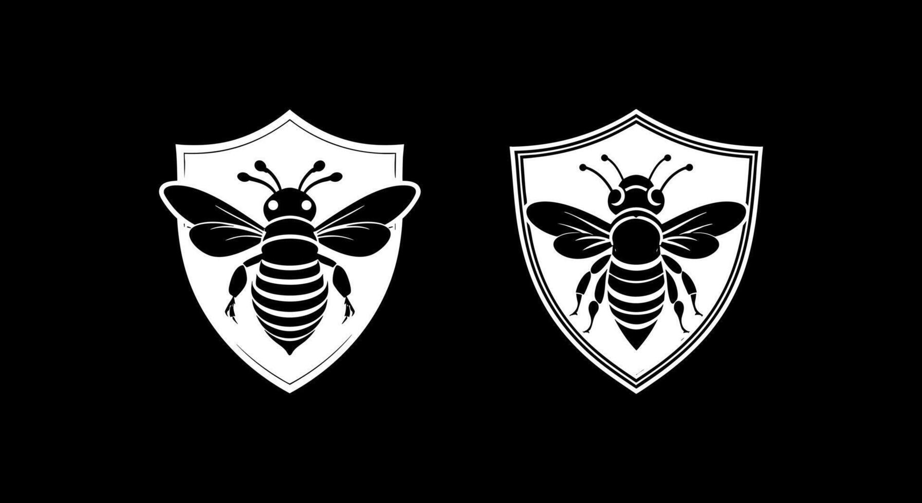 Bee angry in shield vector