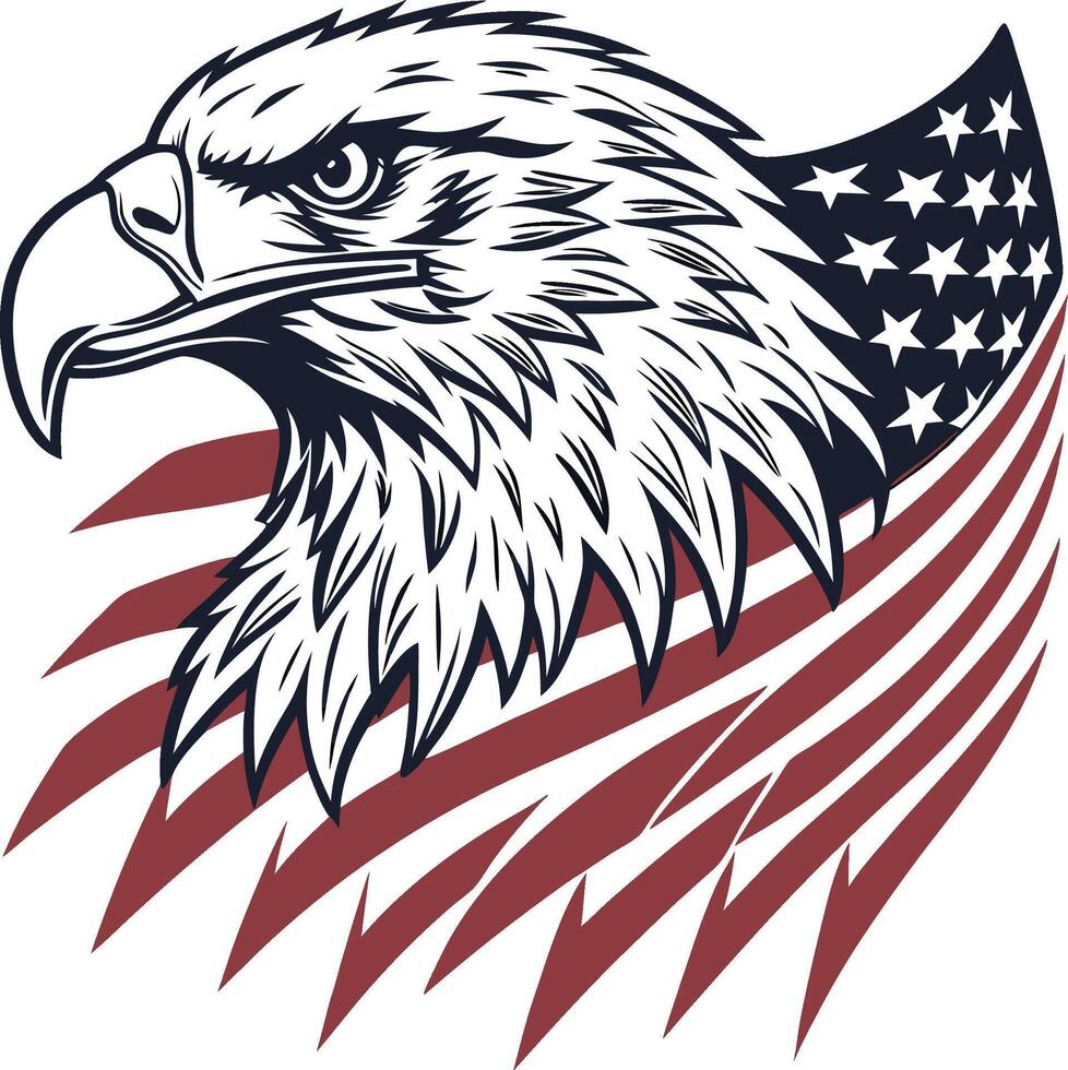Eagle head with American flag pattern vector