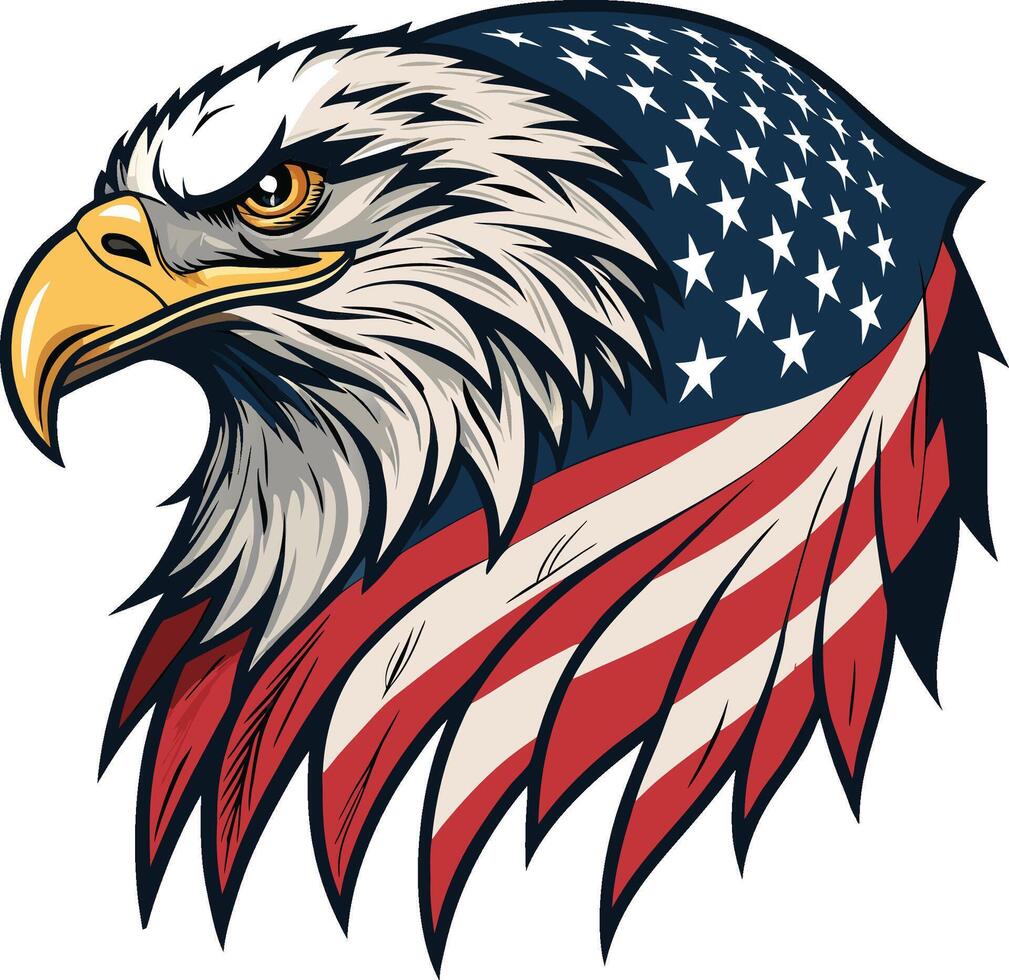 American flag with eagle vector