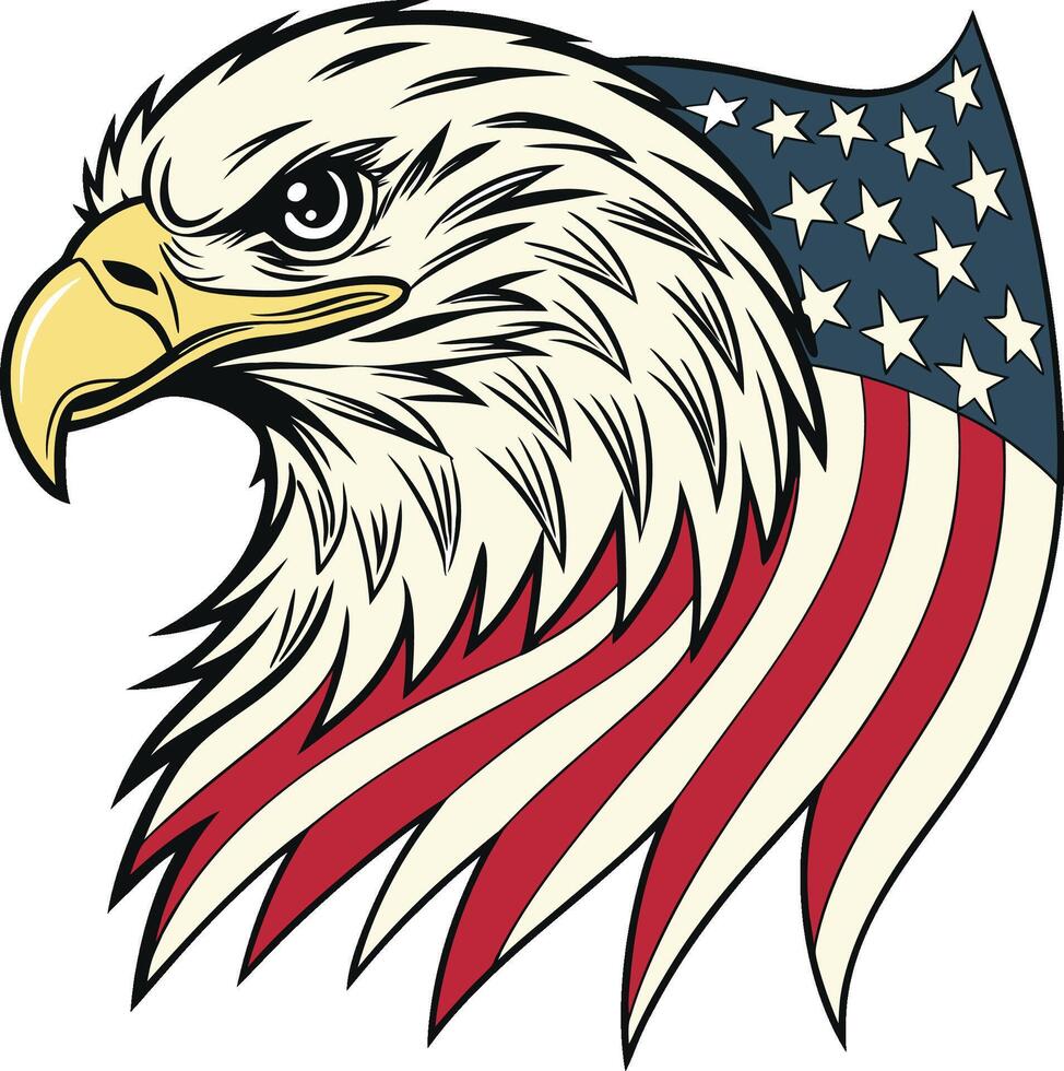 American flag eagle face design vector