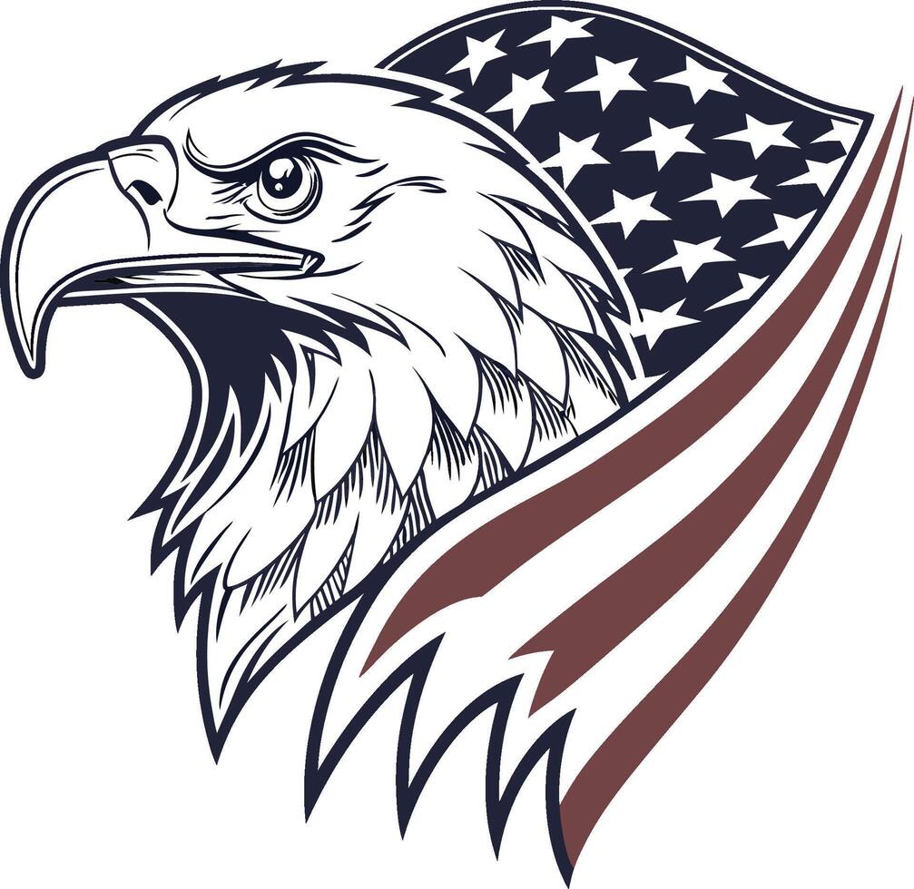 eagle head USA flag vector