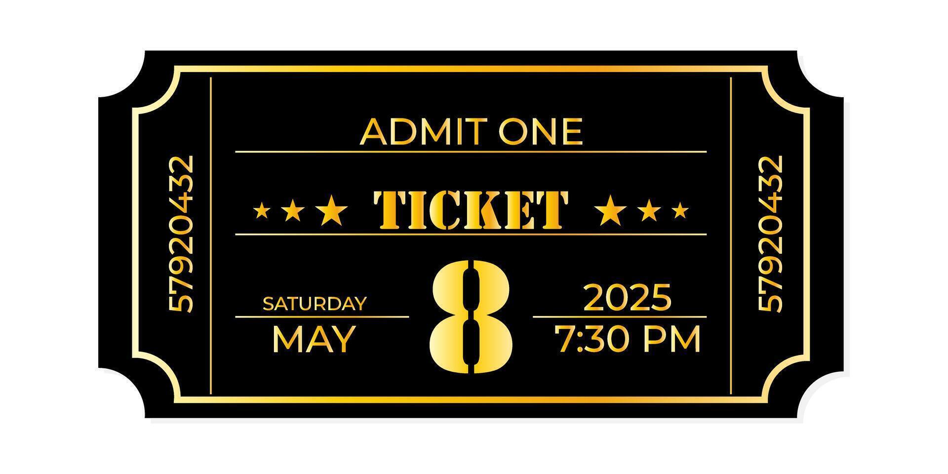 Ticket template for a movie or concert vector