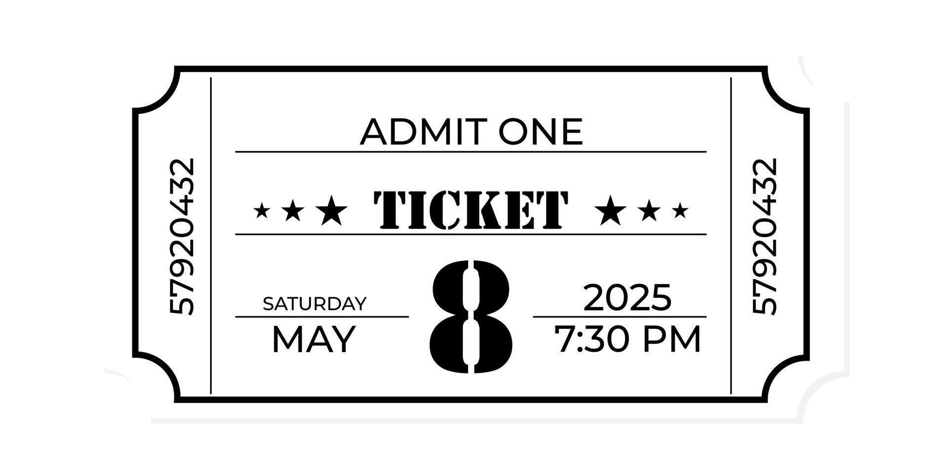 Vintage Event Ticket Admit One Text vector
