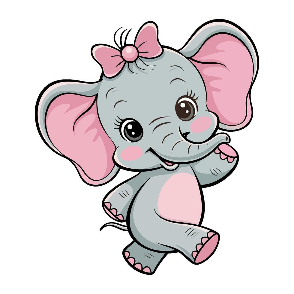 Baby Elephant with bow vector