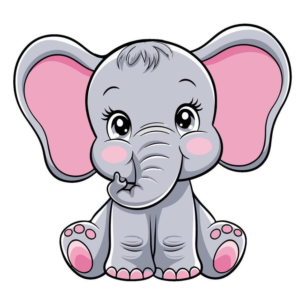 A baby elephant with big ears vector