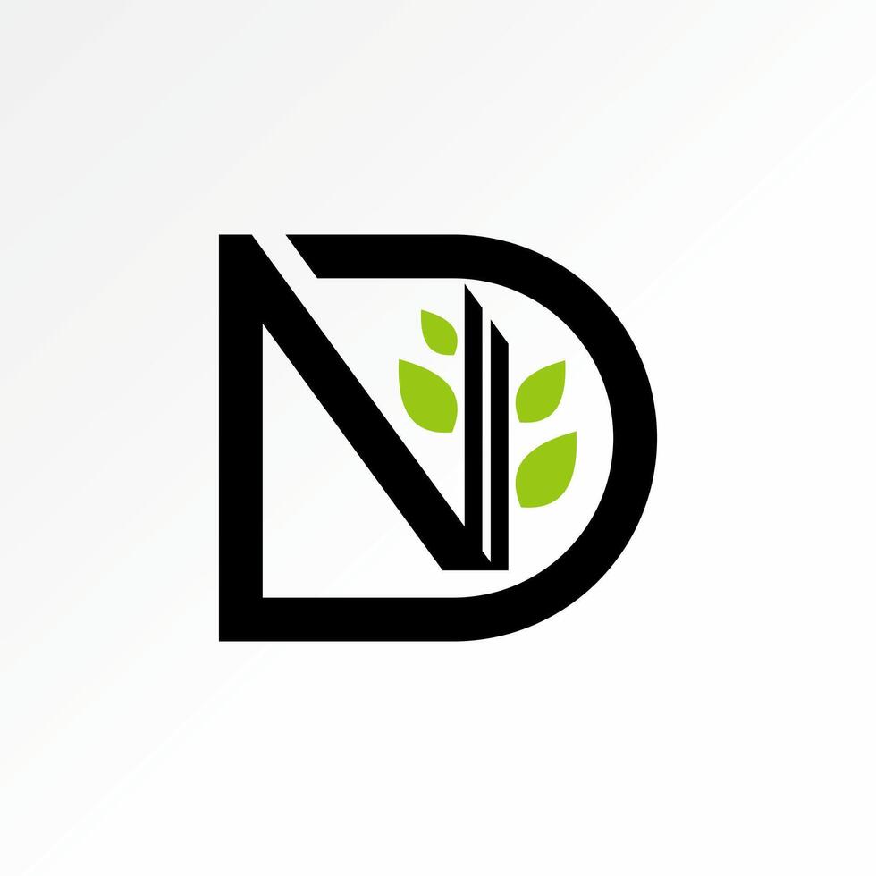 Logo design graphic concept creative premium stock image sell top initial ND or DN font plant stalk leaves leaf to nature monogram typography vector