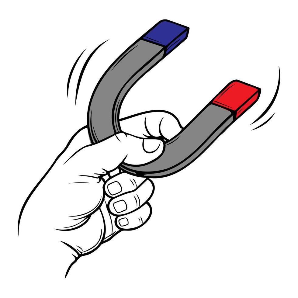 A hand holding a magnet vector