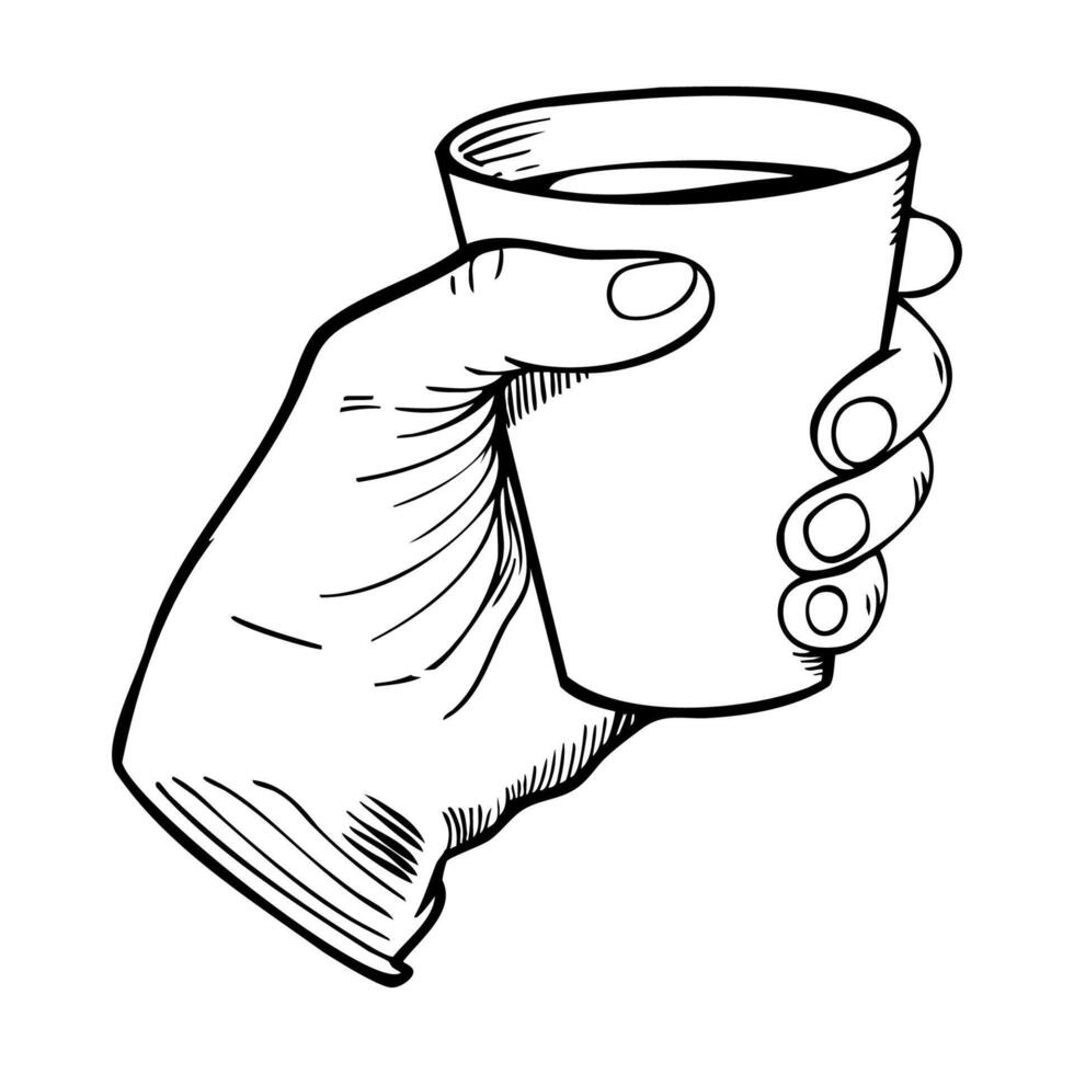 A hand holding a cup vector