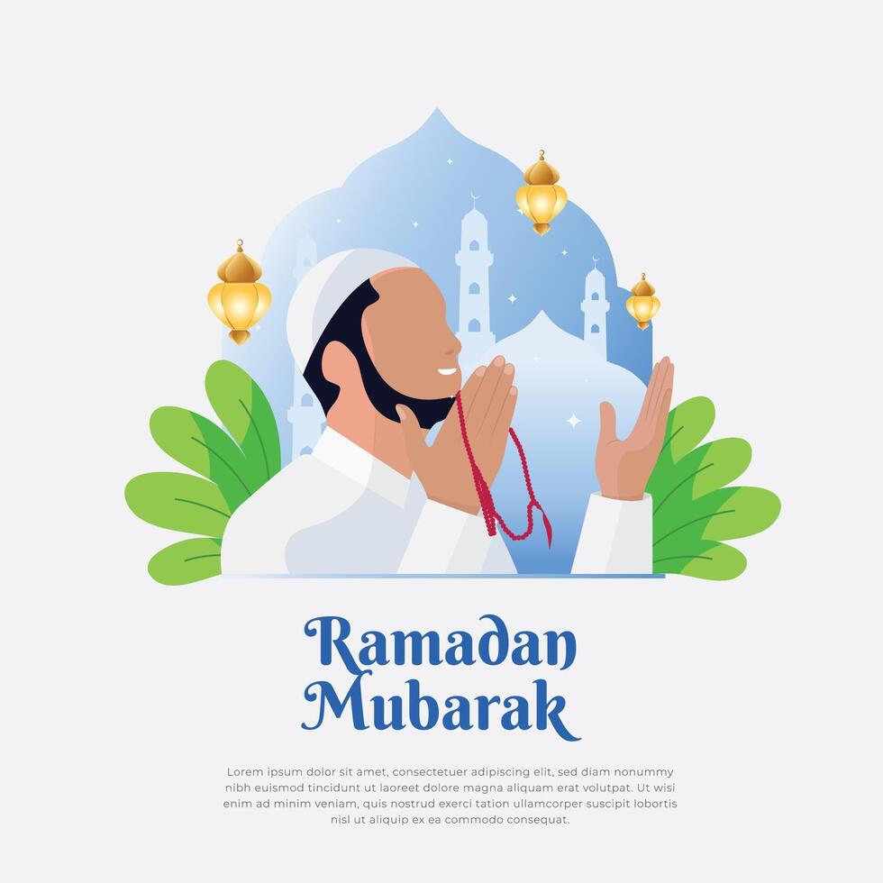 Illustration of men praying more in the month of Ramadan vector