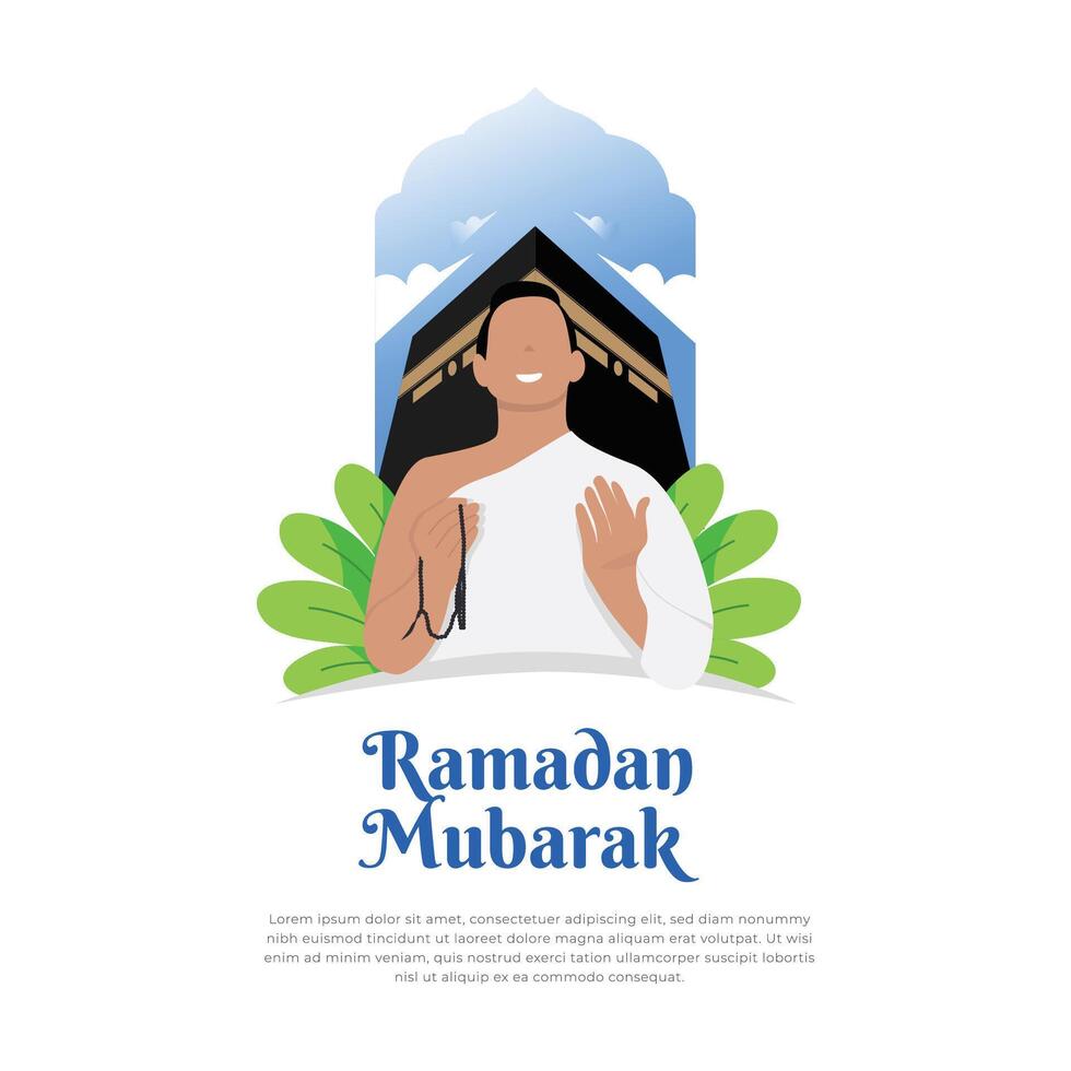 Illustration of men praying more in the month of Ramadan and Hajj vector