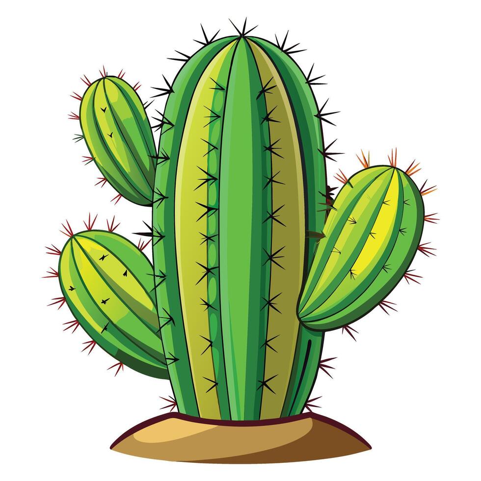 Cactus in Desert Landscape Available on EPS File vector