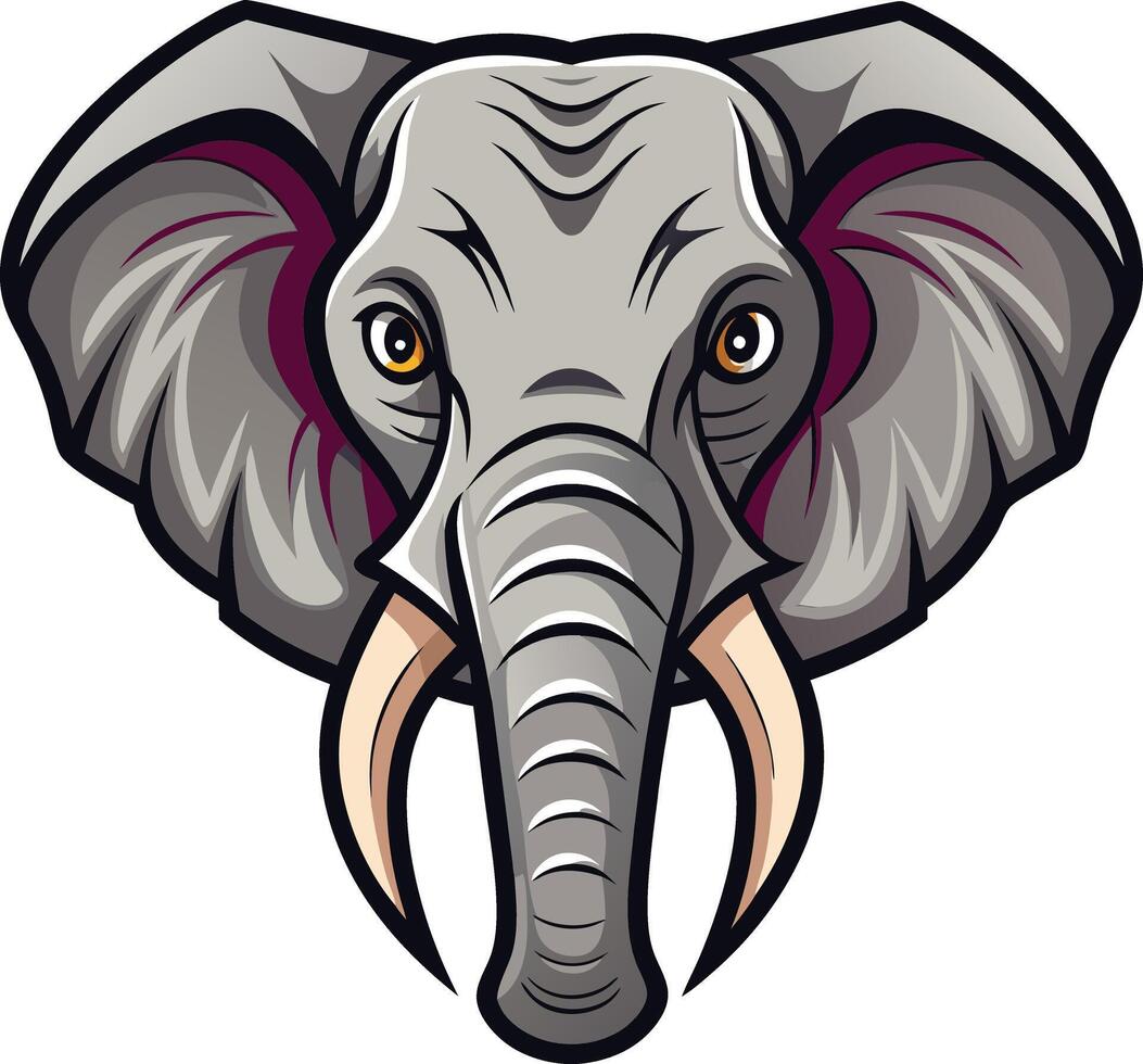 Stylized Elephant Head Design with Cultural Inspiration Available on EPS File vector