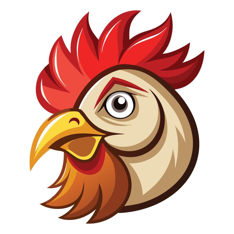 Chicken Head with Curved Beak Available on EPS File vector