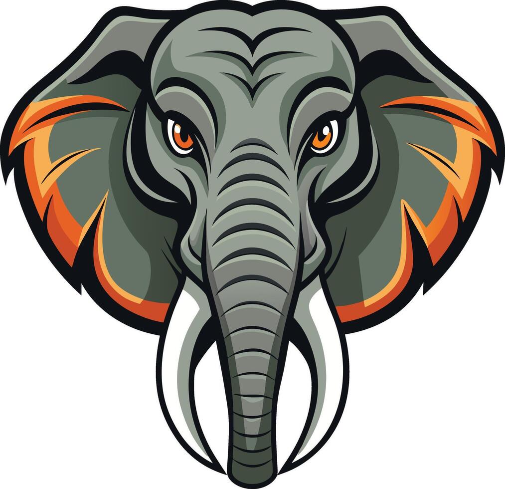Grand Elephant Head with Realistic Features Available on EPS File vector
