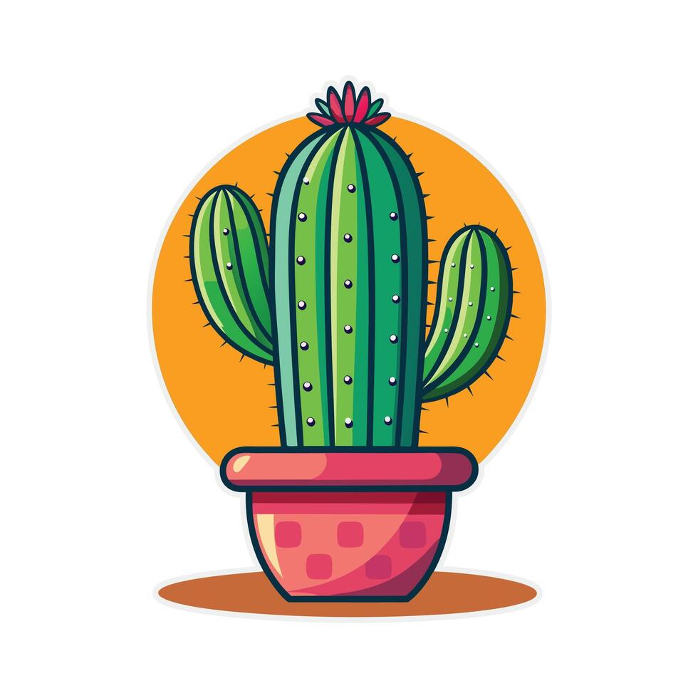 Minimalistic Cactus Art Available on EPS File vector