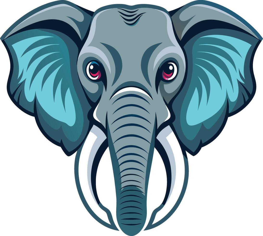 Elephant Head with Strong Features Available on EPS File vector