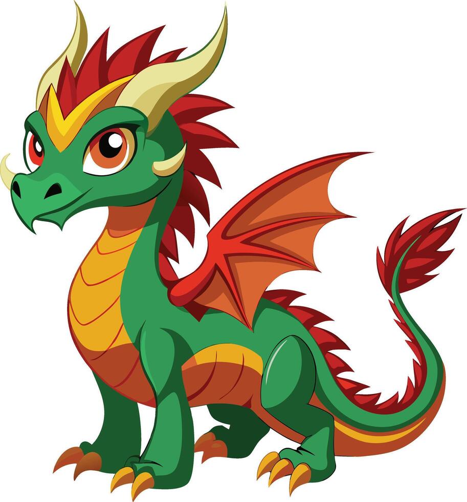 Fierce Dragon with Powerful Stance Available on EPS File vector