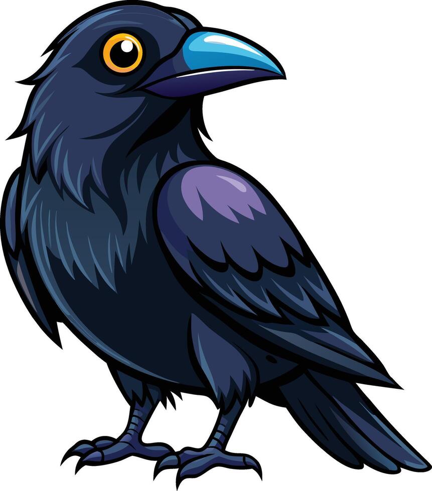 Dynamic Crow in Mid-flight with Sharp Eyes Available on EPS File vector