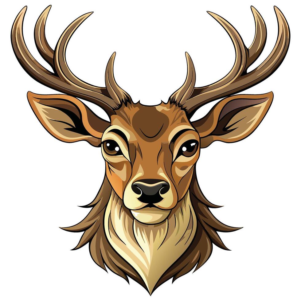 Wild Deer Head with Stunning Antlers Available on EPS File vector