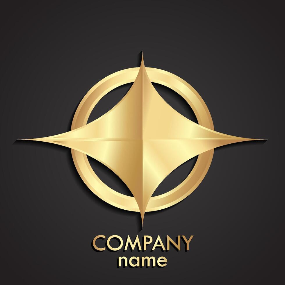 3d golden emblem metal logo design vector