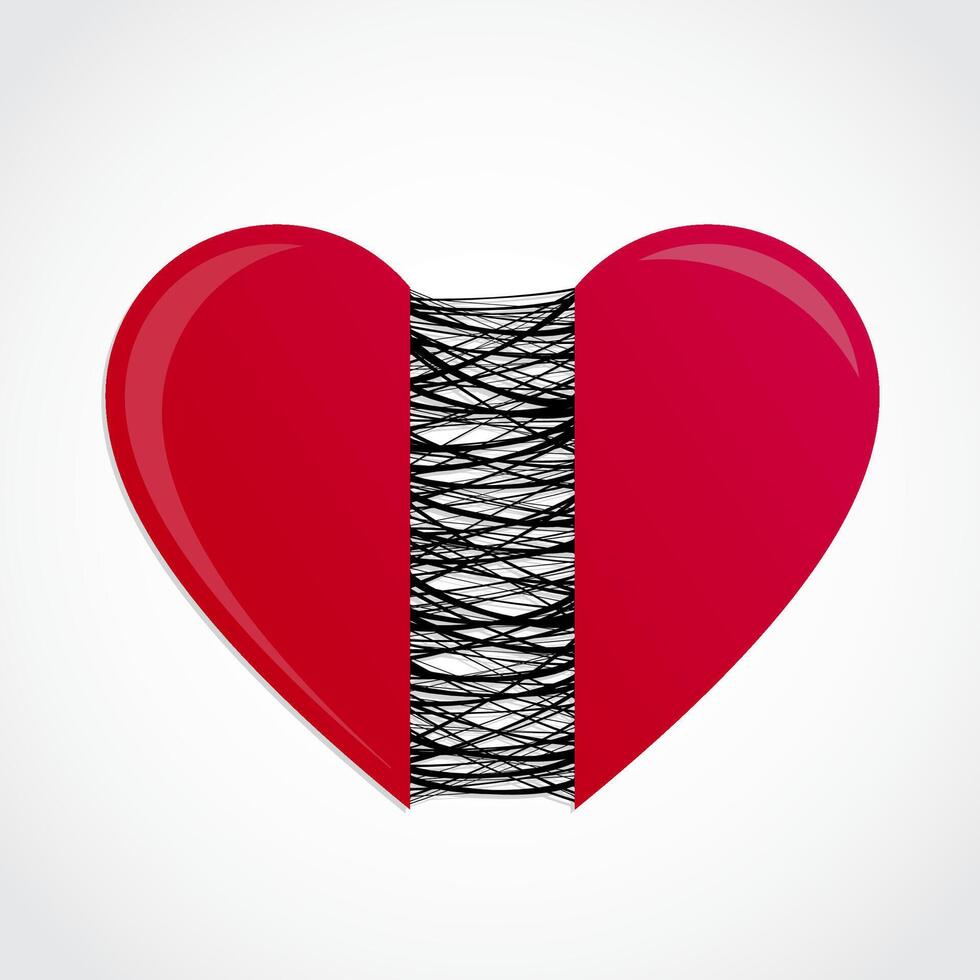 red heart cut in half with dark slime inside vector